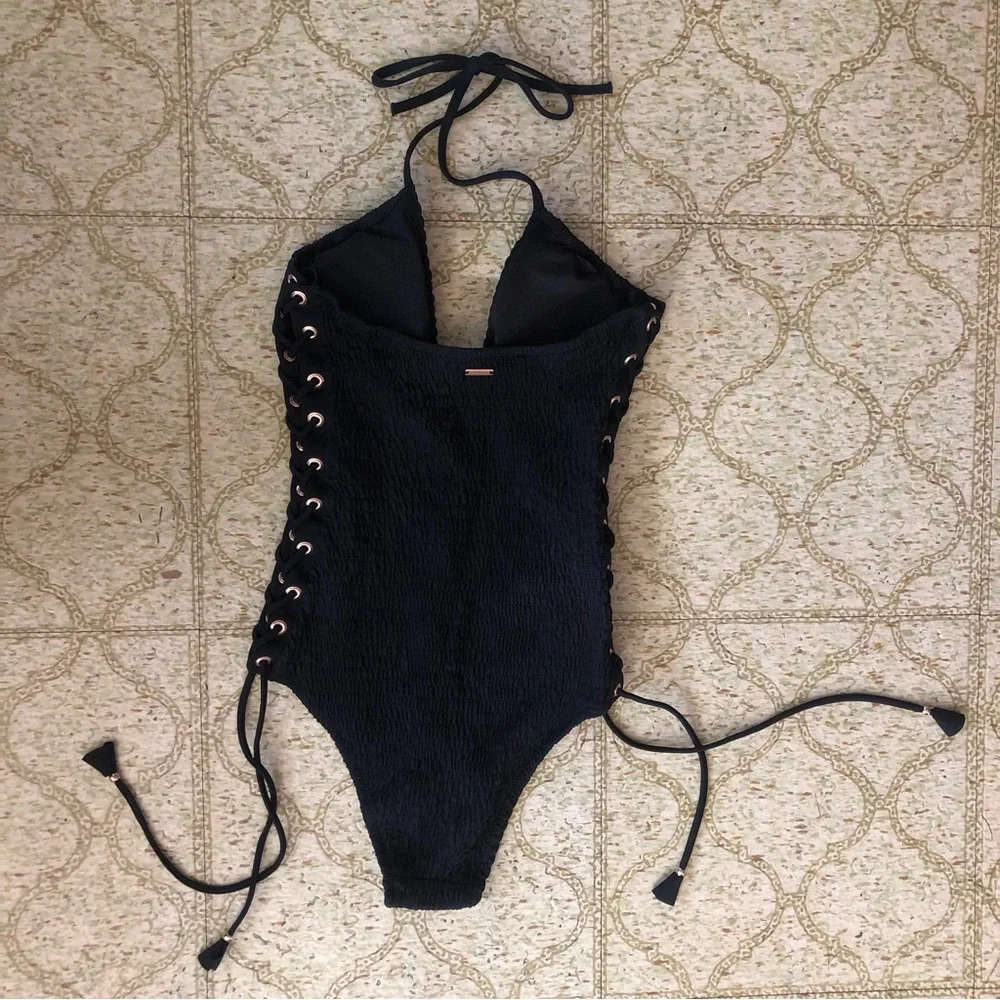 Victorias Secret Smocked Lace Up One Piece Monokini Swim - Picture 11 of 14